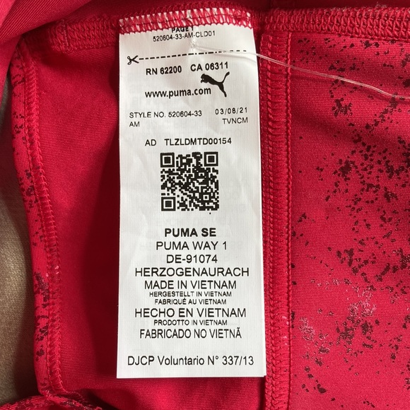 PUMA Fashion Luxe ELLAVATE Athletic Bra Persian Rouge Matte Foil Print Med NWT - Picture 8 of 12